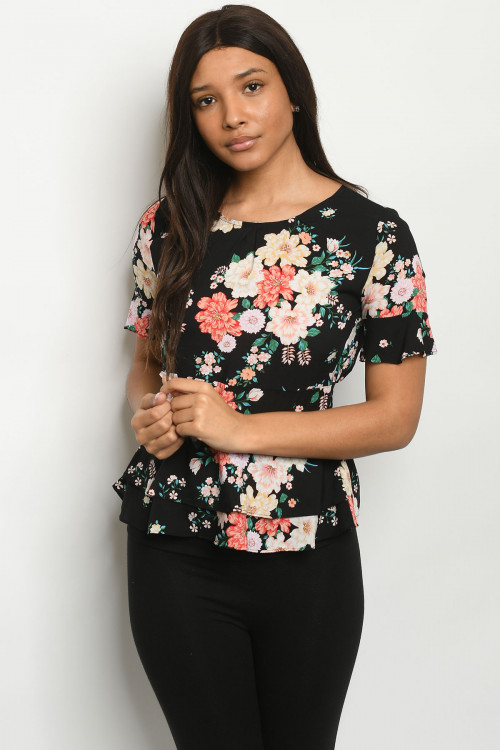 S19-7-3-T5190 BLACK FLORAL TOP 2-2-2