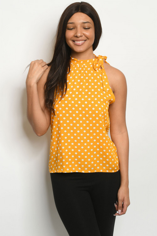 S20-7-3-T2756 MUSTARD WITH DOTS TOP 2-2-2