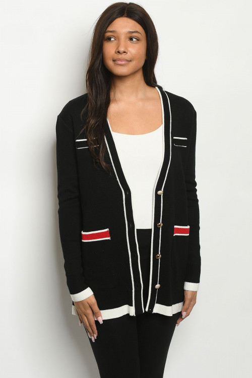 S12-1-3-C6615 BLACK CARDIGAN 3-2-1