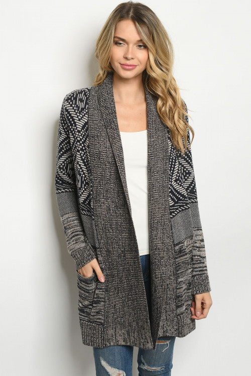 S2-9-1-C85627 NAVY TAUPE CARDIGAN 3-2-1-1