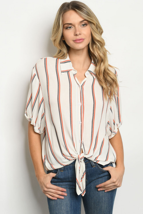 S2-8-3-T14124 WHITE RUST STRIPES TOP 3-2-1