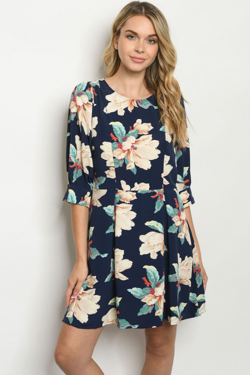 S4-9-1-D9277 NAVY FLORAL DRESS 2-2-2