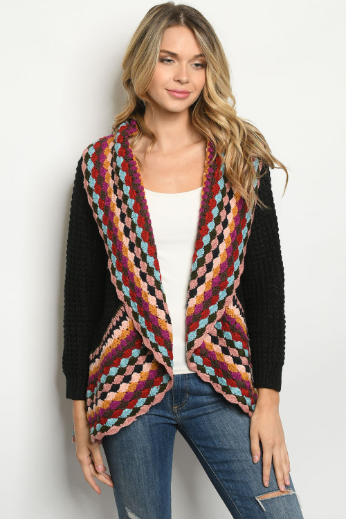 S10-20-1-C807 BLACK MULTI CARDIGAN 3-3