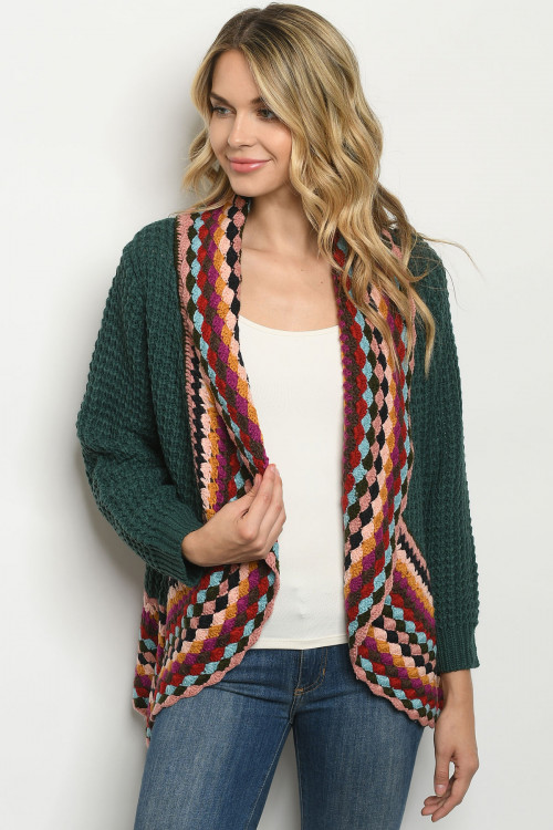 S9-20-1-C807 GREEN MULTI CARDIGAN 3-3