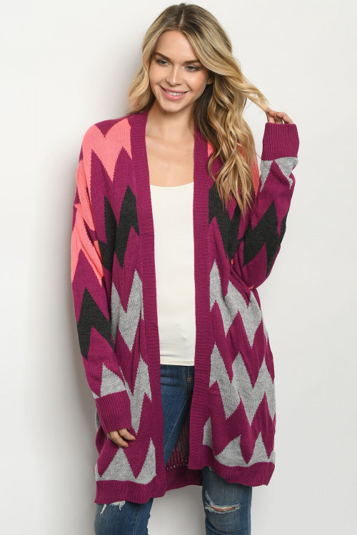 S10-20-1-C8600 MAGENTA GRAY CARDIGAN 3-3