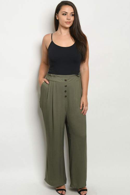 SA4-0-2-P4367X OLIVE PLUS SIZE PANTS 2-2-2