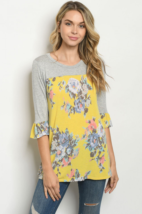 C53-B-1-T26079 GRAY YELLOW TOP 2-2-2