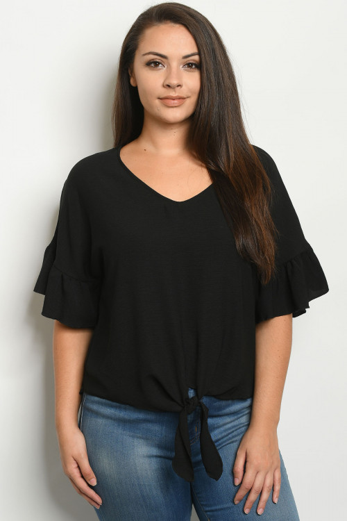 C28-A-2-T2433X BLACK PLUS SIZE TOP 2-2-2