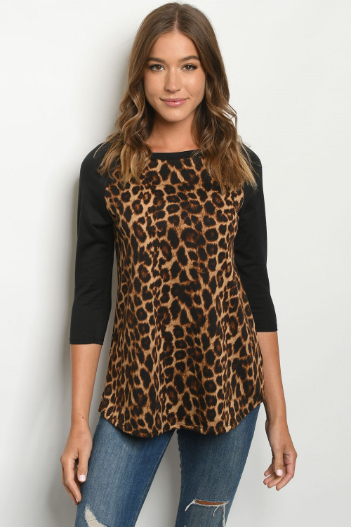 S11-15-2-T1069 BLACK ANIMAL PRINT TOP 1-1-1-1-1-1