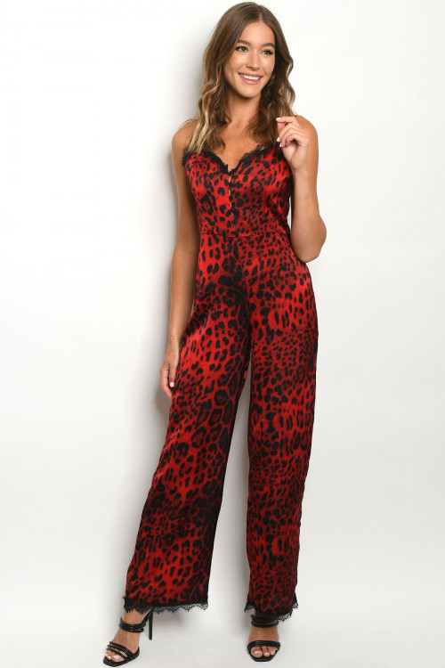 S11-18-3-J90464 RED ANIMAL PRINT JUMPSUIT 2-2-2