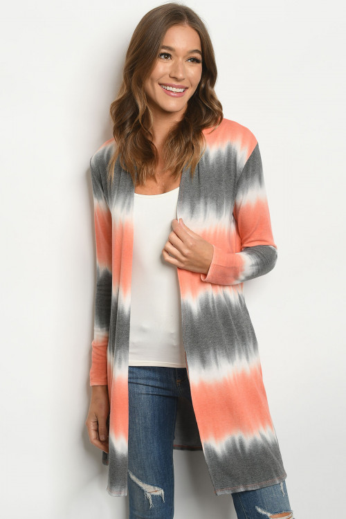 C4-A-2-C38282 CORAL CHARCOAL CARDIGAN 2-2-2