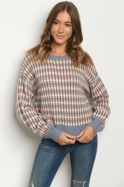 S12-9-1-S4104 BLUE TAUPE SWEATER 3-2-1