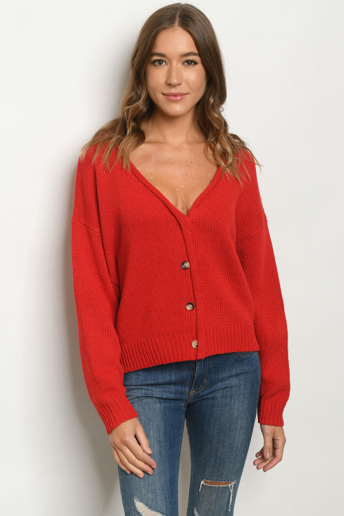 S12-9-1-S2771 RED SWEATER 3-2-1