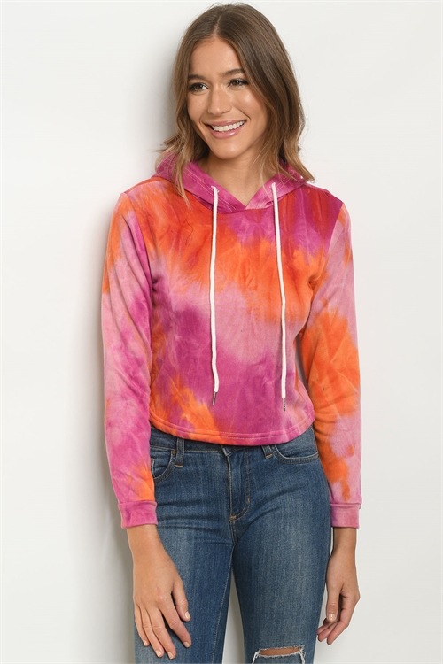 S12-8-1-S51634 ORANGE MAGENTA TIE DYE SWEATER 2-2-2