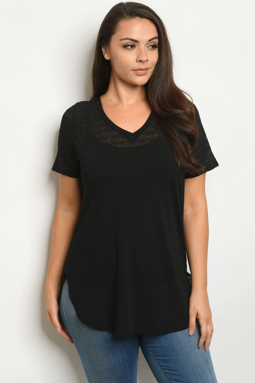 C94-A-2-T2350X BLACK PLUS SIZE TOP 2-2-2