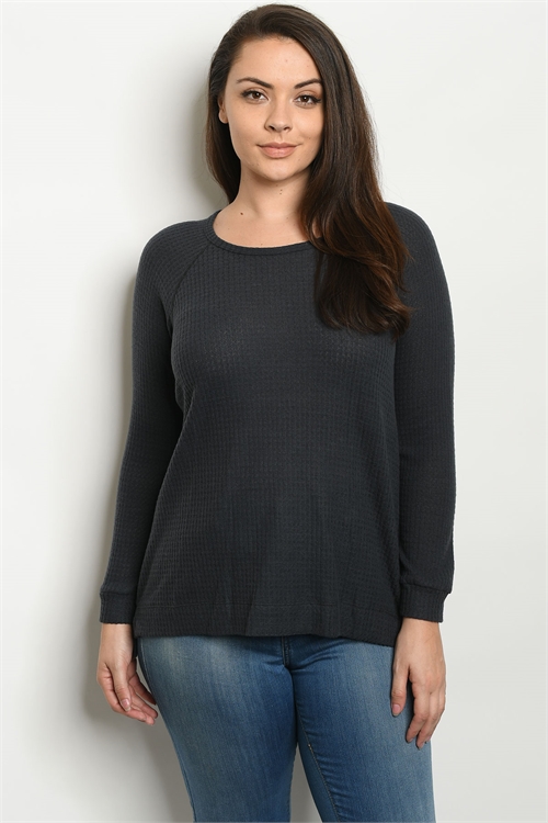 C70-A-2-T1372X CHARCOAL PLUS SIZE SWEATER 2-2-2