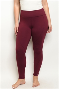 S15-3-2-L1032X BURGUNDY PLUS SIZE LEGGINGS YOGA PANTS 2-2-2