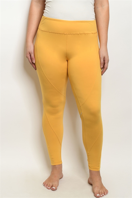 S16-1-3-L1032X MUSTARD PLUS SIZE LEGGINGS YOGA PANTS 1-1-0