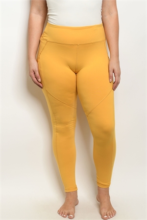 S12-5-2-L1031X MUSTARD PLUS SIZE LEGGINGS YOGA PANTS 2-2-2