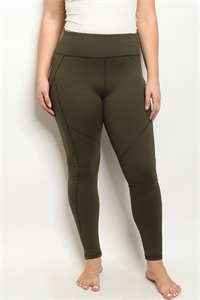 S16-12-2-L1031X OLIVE PLUS SIZE LEGGINGS YOGA PANTS 2-2-2