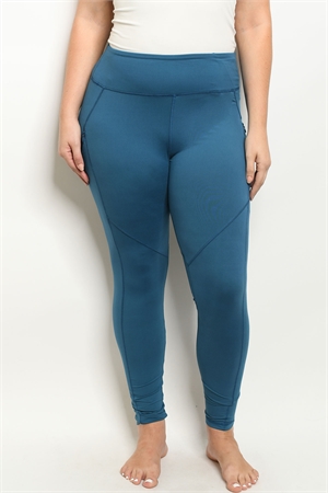 S6-7-4-L1031X TEAL PLUS SIZE LEGGINGS YOGA PANTS 2-2-2