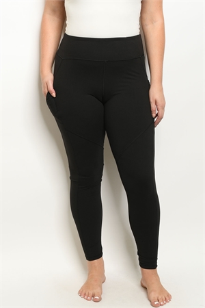 S10-6-3-L1031X BLACK PLUS SIZE LEGGINGS YOGA PANTS 2-2-2