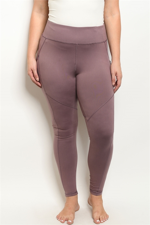 S6-7-4-L1031X MAUVE PLUS SIZE LEGGINGS YOGA PANTS 2-2-2