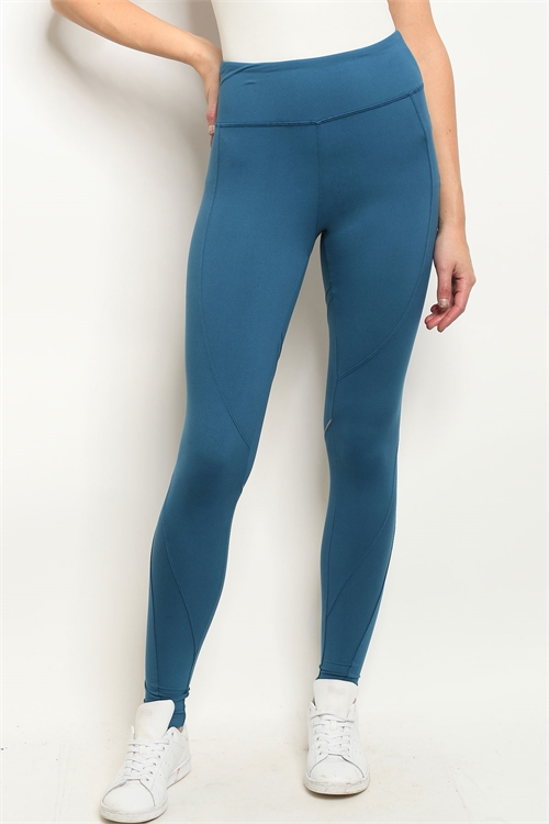 S10-3-2-L1032 TEAL LEGGINGS YOGA PANTS 2-2-2