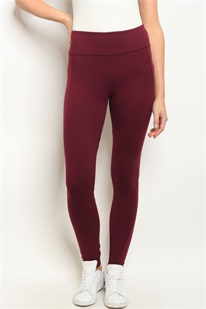 S5-3-3-L1032 BURGUNDY LEGGINGS YOGA PANTS 2-2-2