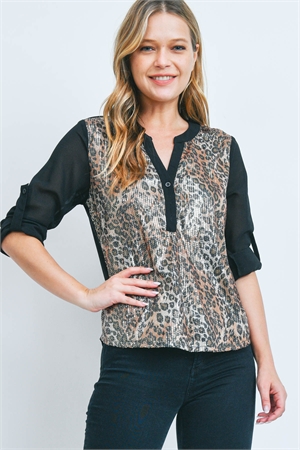 S8-13-1-T2906 BLACK LEOPARD WITH SEQUINS TOP 2-2-2  ***WARNING: California Proposition 65***