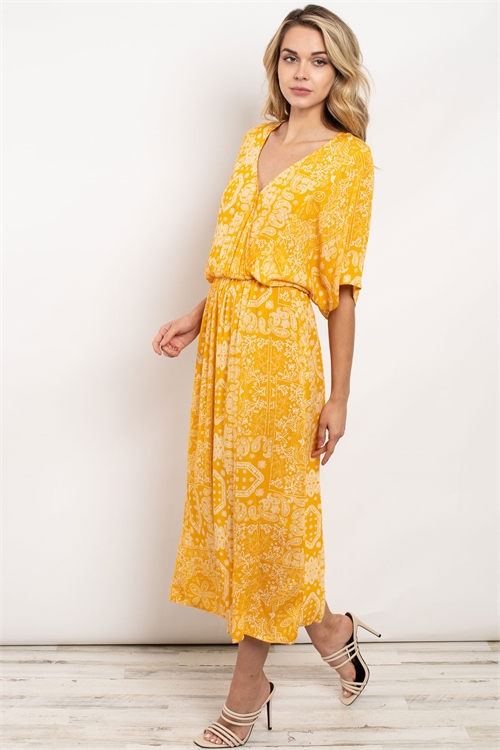 S10-9-1-D3081 YELLOW WITH PAISLEY PRINT DRESS 2-2-2