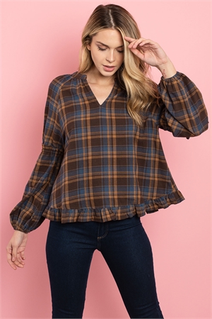 S10-3-4-T24742 BROWN CHECKERED TOP 2-2-2