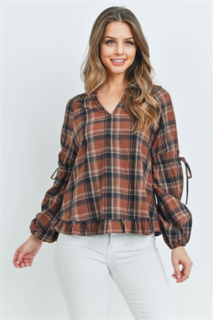 S9-2-4-T24742 MOCHA CHECKERED TOP 2-2-2