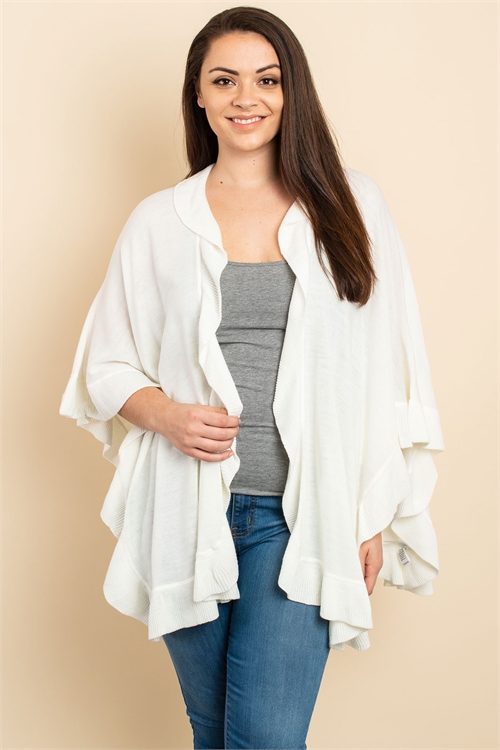 S13-4-2-P1174X IVORY PLUS SIZE PONCHO 2-2-2