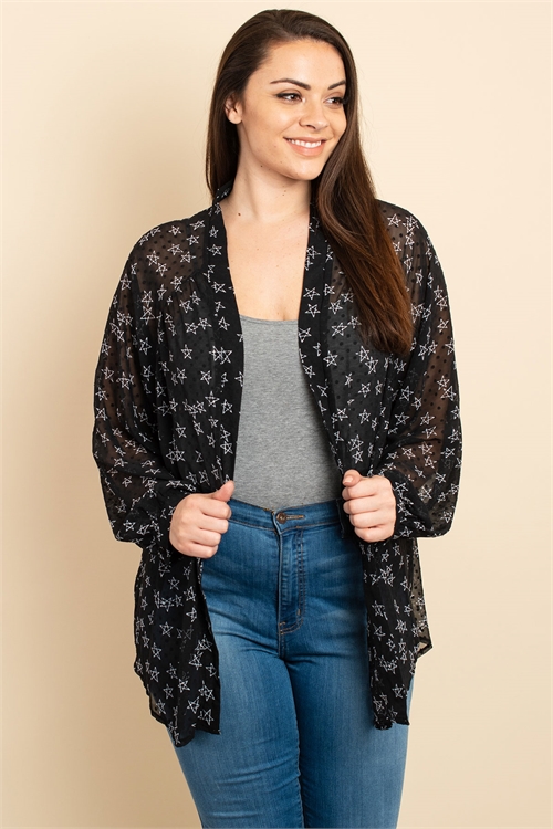 S13-3-3-C4078X BLACK PRINT PLUS SIZE CARDIGAN 2-2-2