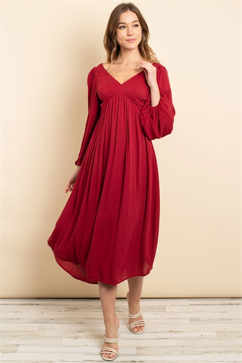 S9-10-3-D2414 BURGUNDY DRESS 2-1