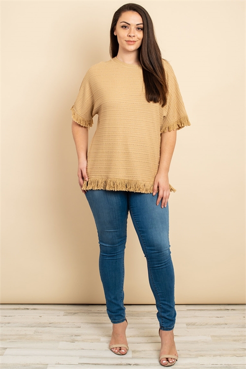 SA4-7-2-T22185X TAUPE PLUS SIZE TOP 2-2-2