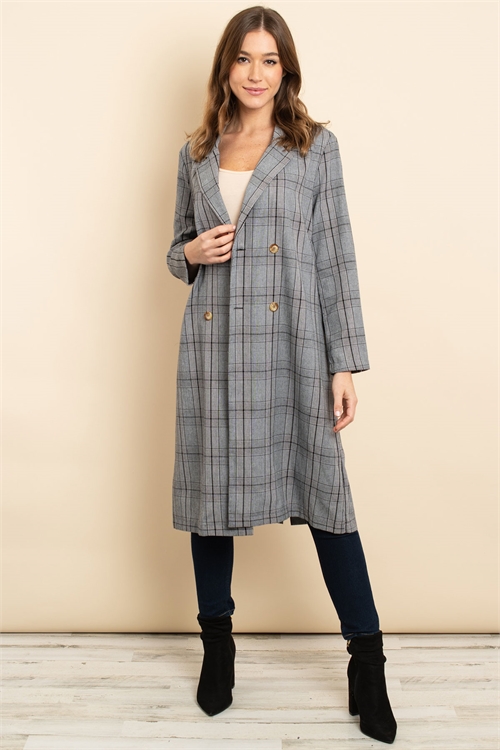 S15-2-3-C2349 GRAY CHECKERED COAT 2-2-3