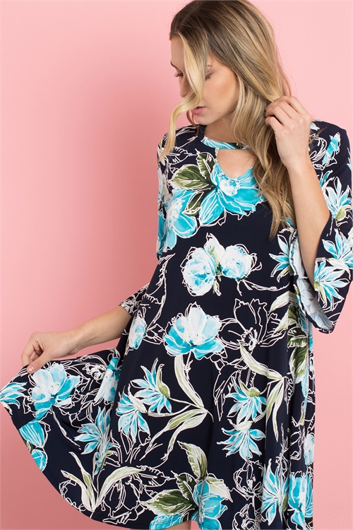 C32-A-2-D4094 NAVY AQUA DRESS 2-2-2