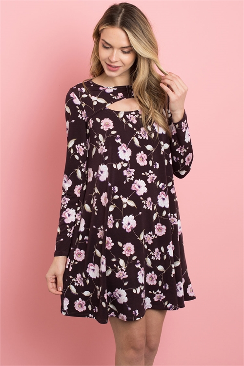 C36-A-1-D4347-1 PLUM FLORAL DRESS 2-2-2