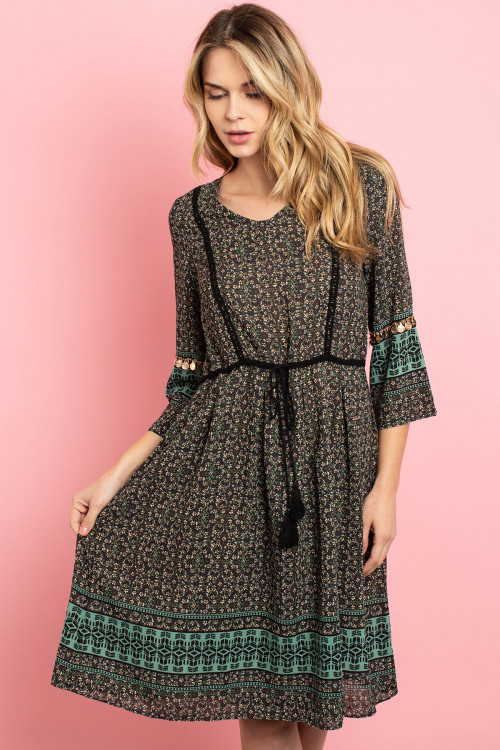 S9-6-2-D14D063 CHARCOAL FLORAL DRESS 2-2-2