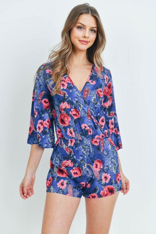 C28-A-1-R3823 BLUE WITH FLOWERS ROMPER 2-2-2