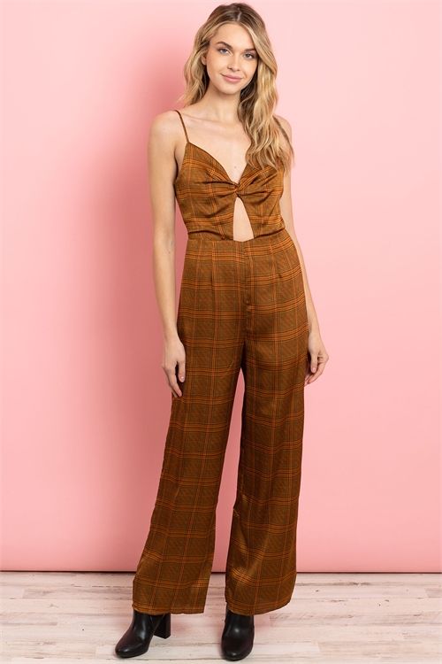 S13-11-3-J5612 BROWN CHECKERED JUMPSUIT 3-2-1