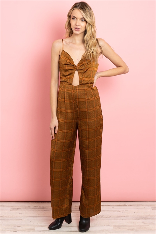 S14-11-1-J5612 BROWN CHECKERED JUMPSUIT 4-2-1