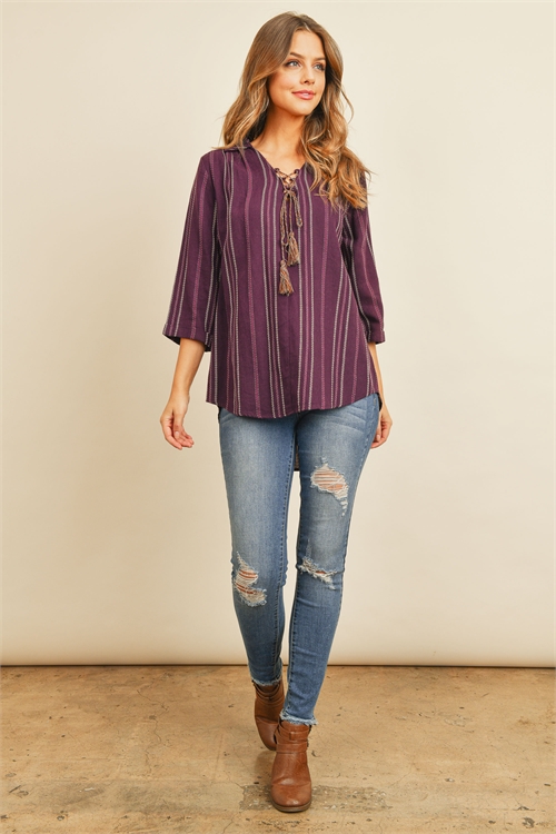 S16-10-4-T10956 PLUM PRINT TOP 3-2-2