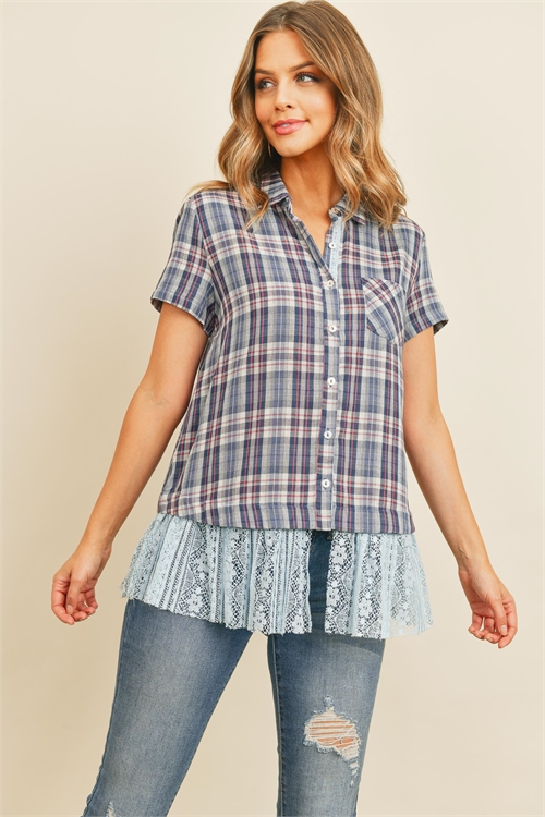 SA4-000-1-T10689 NAVY CHECKERED TOP 2-2-2