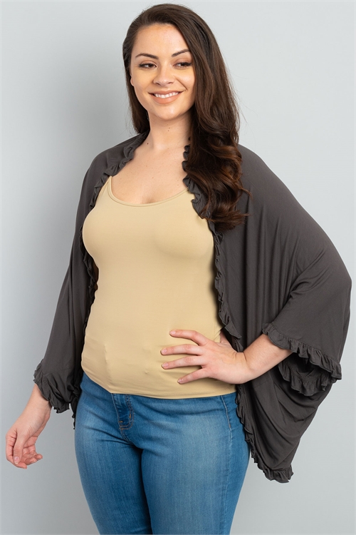 S12-6-4-C22280X OLIVE PLUS SIZE CARDIGAN 2-2-2