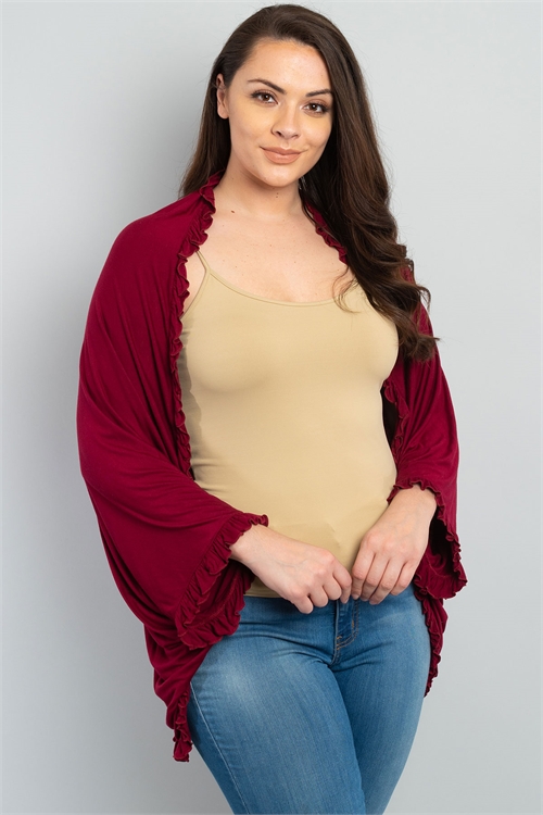 S12-6-4-C22280X BURGUNDY PLUS SIZE CARDIGAN 2-2-2