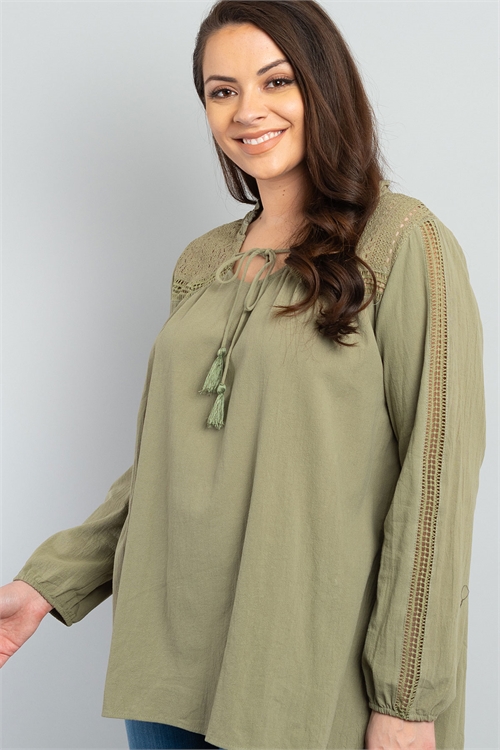 S11-6-4-T2380X OLIVE PLUS SIZE TOP 2-2-2