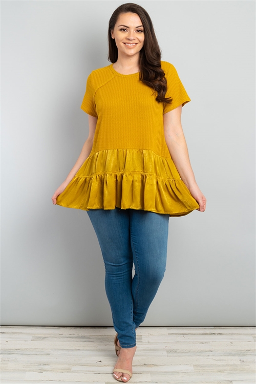 S12-12-4-T1262X MUSTARD PLUS SIZE TOP 2-2-2